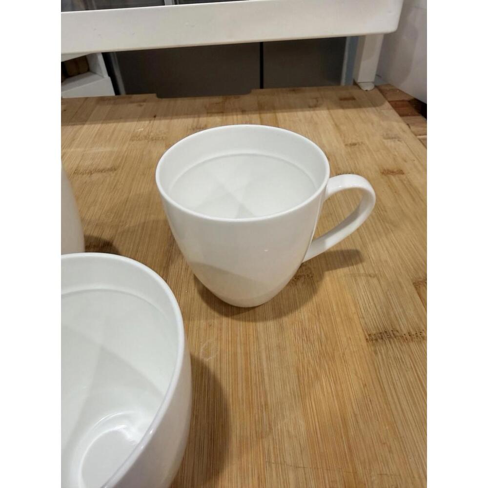 Mikasa Delray Modern White Bone China Coffee Mug Cup & Bowl Set Of 4 * - Picture 10 of 14